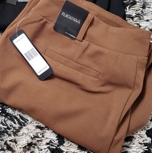 NWT Brown Tan casual work business pants trousers pullon stretchy